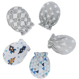 Bembika Cotton Pack Of 5 Clouds & Space Theme Designed Non Slip Mittens - Multi Colour-picture-4