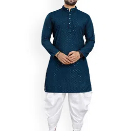 trustous Men Floral Embroidered Regular Sequinned Kurta with Dhoti Pants-14