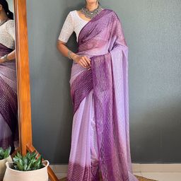 DIVASTRI Striped Zari Poly Chiffon Ready to Wear Saree-image-54