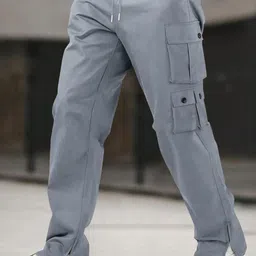 R.Code by The Roadster Life Co. Men High-Rise Cotton Cargos Trousers-image-78