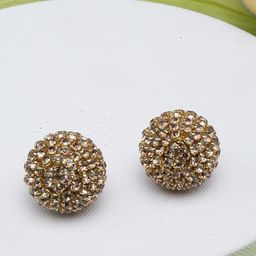 StyleCast Gold-Plated Rhinestone Studded Spherical Studs-image-48