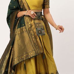 DIVASTRI Semi-Stitched Lehenga & Unstitched Blouse With Dupatta image 3