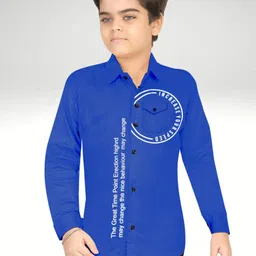 FASHION GRAB Boys Classic Regular Fit Band Collar Typography Printed Cotton Casual Shirt-image-94