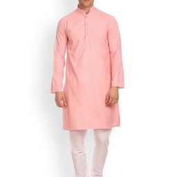 Wintage Men Pink Solid Kurta with Pyjamas-picture-20