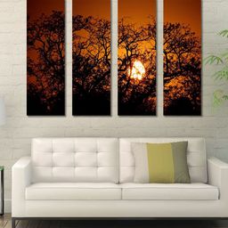 999Store Brown & Black 4 Panel Sunset Wall Art-24