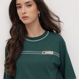 The Roadster Life Co. Women Drop-Shoulder Sleeves T-shirt with Contrast Stitching-image-58