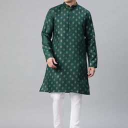 Luxrio Men Ethnic Motifs Printed Mandarin Collar Regular Kurta with Pyjamas-picture-23