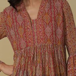 aarke Ritu Kumar Fuchsia Printed A Line Kurti image 5