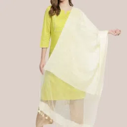 Dupatta Bazaar Cream Linen Dupatta image 1