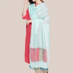 Dupatta Bazaar Light Blue Linen Dupatta image 3