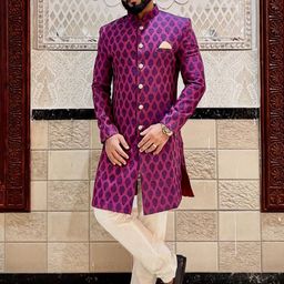 KISAH Ethnic Motifs Indowestern Sherwani Set-picture-1