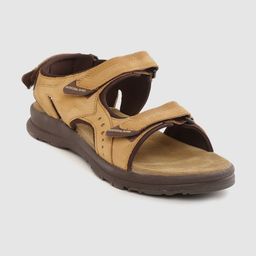Woodland Men Tan Brown Solid Leather Comfort Sandals-image-70
