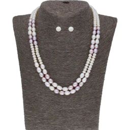 Sri Jagdamba Pearls White Pearl Gold Plated Necklace Set-image-51