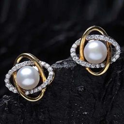 Clara 92.5 Sterling Silver Gold-Plated Swiss Zirconia Knot Earrings-image-53