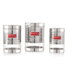 HAZEL Silver Stainless Steel Storage Containers (600 ml, 950 ml, 1350 ml) - Set of 3-image-11