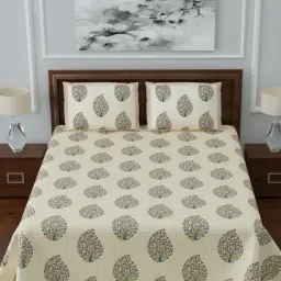 Living Roots Multicolor Jaipuri Printed Cotton Bed Sheet with 2 Pillow Cover-image-90