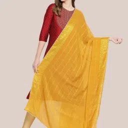 Dupatta Bazaar Mustard Self Pattern Dupatta image 1