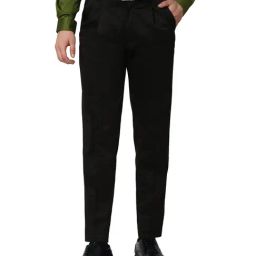 Peter England Black Regular Fit Pleated Trousers-image-97