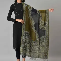 W Green Floral Print Shawl-42