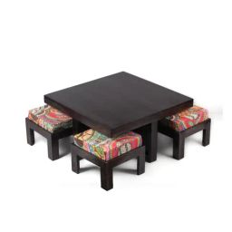 Ikiriya Blane Printed Multicolor Wood Coffee Table Mahogany Finish-image-75