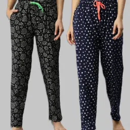 Kryptic Navy & Black Printed Pure Cotton Elasticated Waist Band Regular Fit Pyjamas - Pack of 2-picture-36