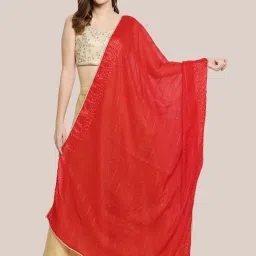 Dupatta Bazaar Red Self Pattern Dupatta image 1
