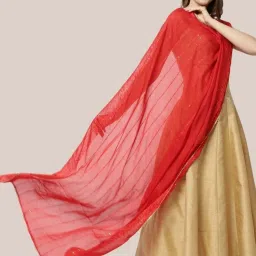 Dupatta Bazaar Red Self Pattern Dupatta image 3