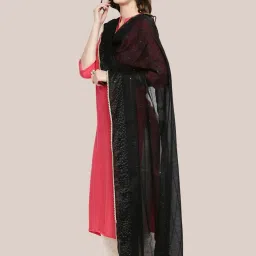 Dupatta Bazaar Black Self Pattern Dupatta image 3
