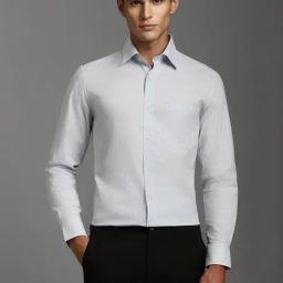 Louis Philippe White Cotton Regular Fit Texture Shirt-picture-29