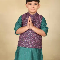 Fabindia Boys Blue Printed Nehru Jackets-image-95