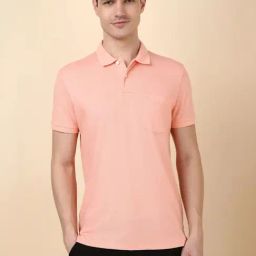 Allen Solly Peach Cotton Regular Fit Printed Polo T-Shirt-image-49
