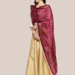 Dupatta Bazaar Wine Zari Work Dupatta image 3