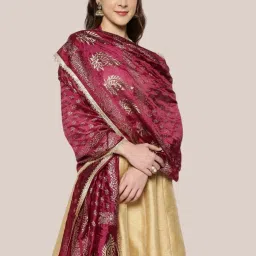 Dupatta Bazaar Wine Zari Work Dupatta image 4
