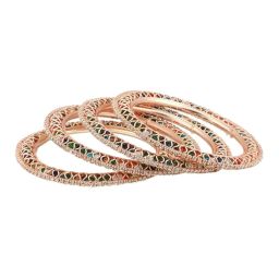 aatmana Jazz And Sizzle Rose gold-Plated Multicolored Stone & Beaded Bangles - Set of 4 image 5