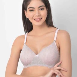 Clovia Grey Polka Dots T-Shirt Bra-image-19