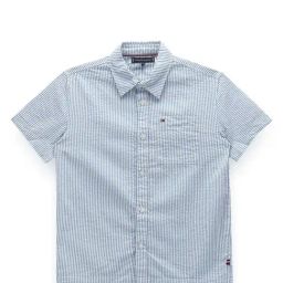 Tommy Hilfiger Boys Blue Solid Archive Fit Shirt-image-65