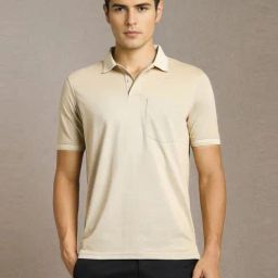 Louis Philippe Beige Regular Fit Polo T-Shirt-picture-10