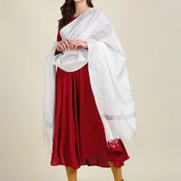 Dupatta Bazaar White Woven Pattern Dupatta image 3