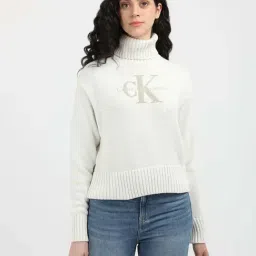 CALVIN KLEIN JEANS White Self Pattern Sweater-picture-13