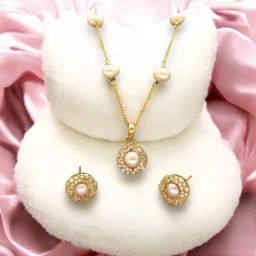 Sri Jagdamba Pearls Orvele Pearl Pendant Set for Women-image-80