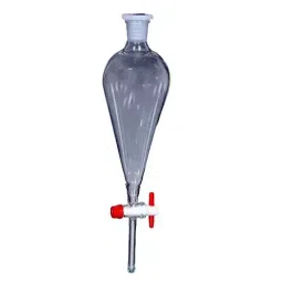 RELIGLAS 250 ml Amber PTFE key Stopcock Interchangeable Stopper Plain Stem Separating Funnels, 04.556.07-8