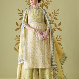 Anouk Indie Floral Printed Keyhole Neck Kurta with Palazzos & Dupatta-picture-36