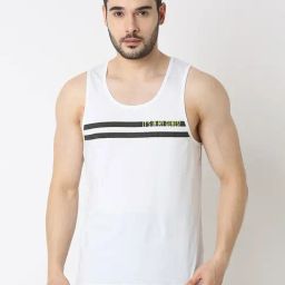 Underjeans by Spykar WHITE 100% Cotton Solid Regular Fit Vests-image-80