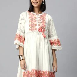 READIPRINT FASHIONS White Cotton Embroidered A Line Kurta-picture-31