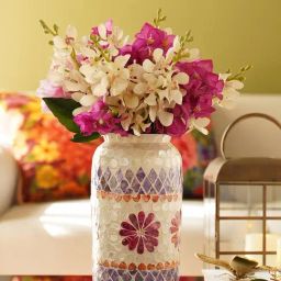 Pure Home and Living Purple & Orange Floral Print Vase-image-5