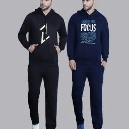 Vimal Jonney Black & Navy Regular Fit Printed Hooded Sweatshirt & Trackpant Set - Pack of 2-picture-19