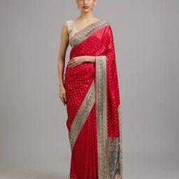 Mohey Pink Art Silk Woven Saare with Unstitshed Blouse-picture-17