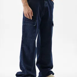 Snitch Men Mid-Rise Baggy Fit Stretchable Cargo Styles Jeans-image-98
