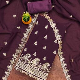 SAINOOR Embroidered Silk Georgette Unstitched Dress Material-image-12