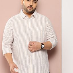 Sztori Men Plus Size Classic Striped Pure Cotton Casual Shirt-image-54